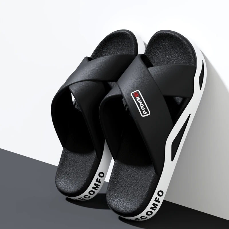 Flippers Swimming - รองเท้าแตะแบบเปิดนิ้วเท้าพร้อมสายคาดไขว้สำหรับผู้ชาย ZUOFU รองเท้าแตะกันลื่นสำหรับอาบน้ำ ชายหาด ว่ายน้ำ และเดินเล่นกลางแจ้ง