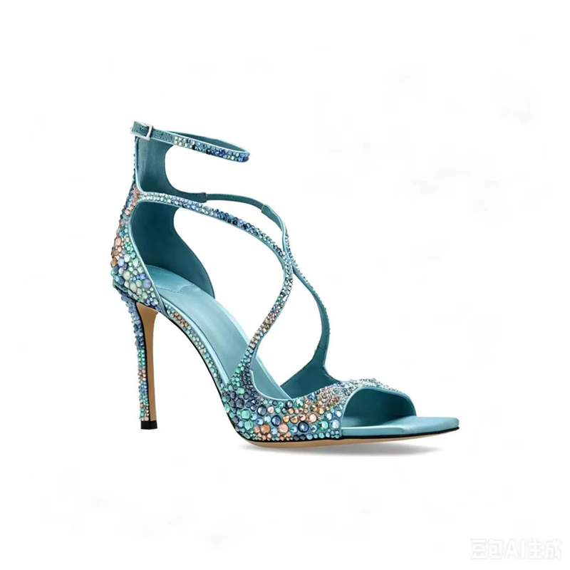 Water Shoes - รองเท้าแตะรัดส้นแบบมีสายไขว้ประดับเพชรทรงปากปลาสำหรับงานแต่งงาน งานเลี้ยง รองเท้าส้นสูงแบบสตีเล็ตโต้ ขนาดใหญ่พิเศษสำหรับผู้หญิง รับสั่งทำได้
