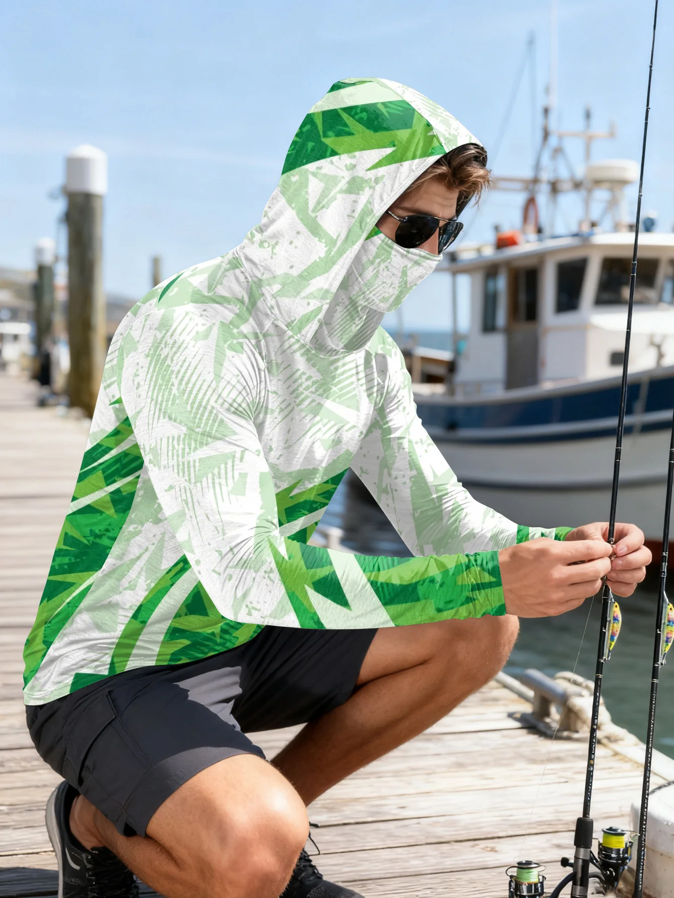 เสื้อตกปลาผู้ชาย มีฮู้ด ป้องกั - Rash Guard บทวิจารณ์และราคา